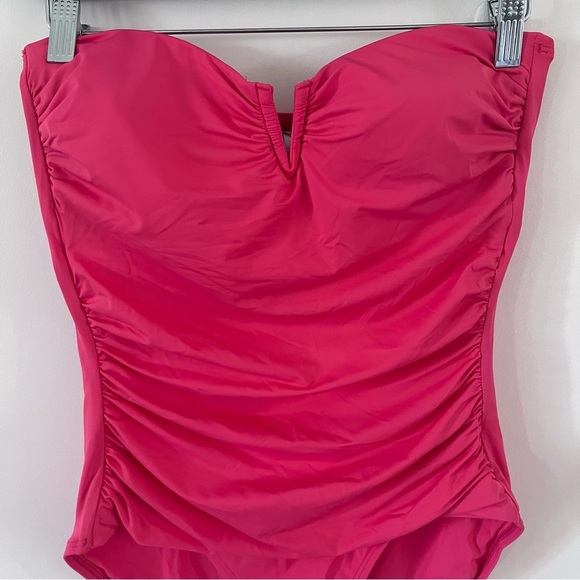 Tommy Bahama Coral Pink Ruched Tummy Control V-Wire One-Piece Swimsuit |Size 4| - Picture 2 of 3